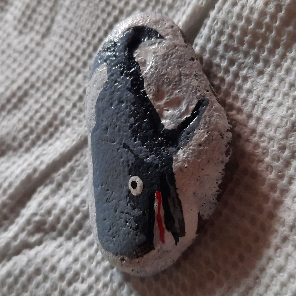 Painted River Pet Rock ( Whale) - Picture 3 of 3